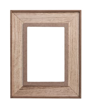 Wooden photo frame isolated on white background - vintage photo frame wood