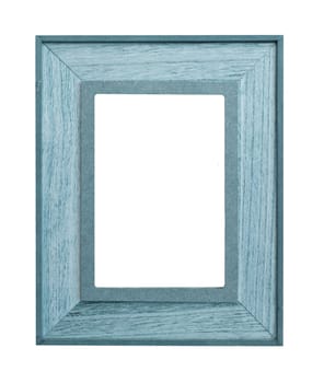 Blue wooden photo frame isolated on white background - vintage photo frame wood -