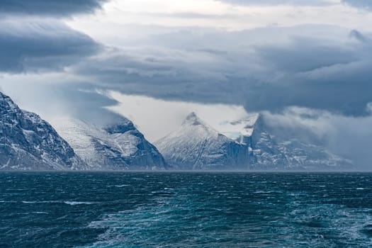 Storm Clouds above an Ocean Fjord in the Sam Ford Fjord in Baffin Island in Nunavut, Canada