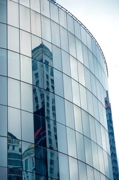 Close up shot of modern architecture building exterior in Bangkok, Thailand