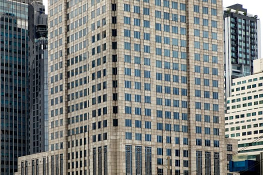 Close up shot of modern architecture building exterior in Bangkok, Thailand