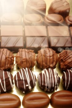close up shot of chocolates in tthe box