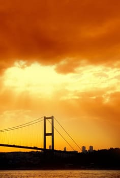 Bosporus Bridge over sunset in istanbul
