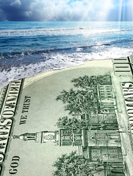 conceptual image of hundred dollar bill