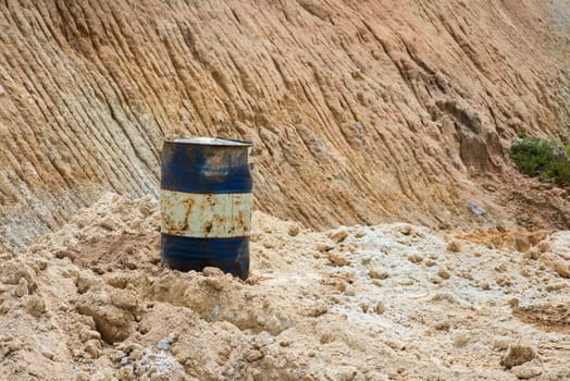 Oil can on sand mines, Malaysia.