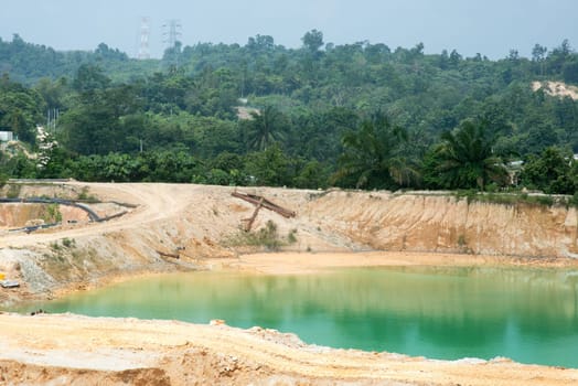 Tailing ponds and sand quarry at Malaysia.