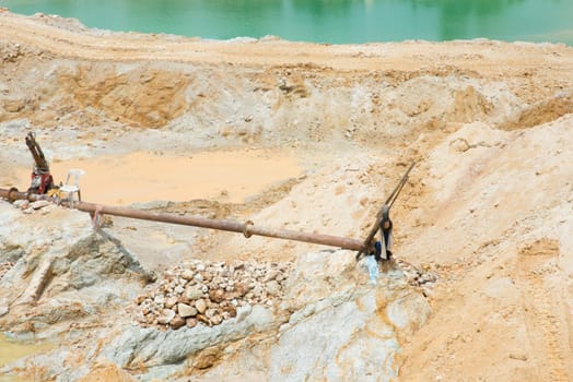 Sand mining activity in south east Asia.