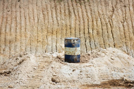 Oil drum on sand mines, Malaysia.