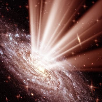 Conceptual image of galaxy and stars. Furnished NASA image used for this image.