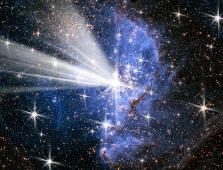 Conceptual image of galaxy and stars. Furnished NASA image used for this image.