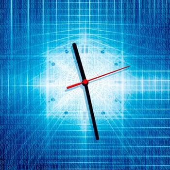 conceptual background image of binary code and abstract lights of internet and time