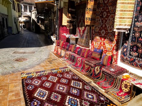 detail shot from handmade carpet and rug store in Antalya, Turkey