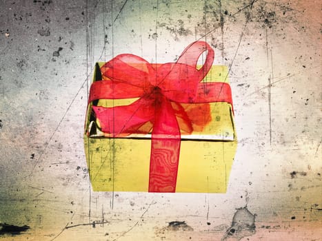 close up grunge styled single shiny gift box