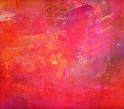 the color pink with its different shades. Opaque color areas and glazes applied with brush and wiped. Canvas,hobby,painting,close-up.