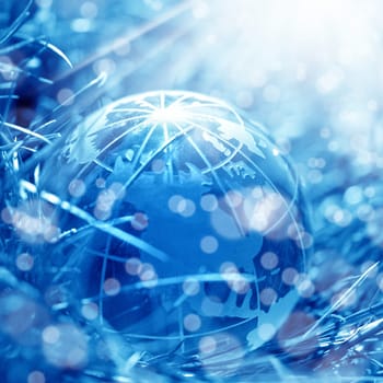 conceptual image of a close up glass globe