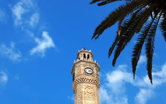 close up shot of clock tower in Izmir, Turkey