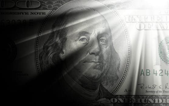 conceptual image of hundred dollar bill