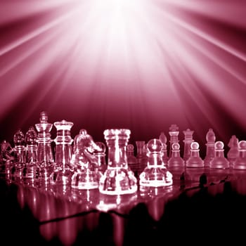 conceptual image of glass chess board.