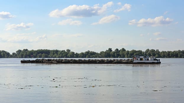 Long Barge With Gravel at Danube River