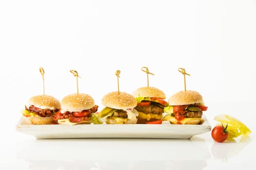 Mini burger on white background
