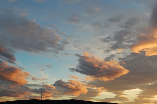Sunset with stormy clods