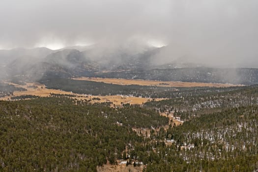 Spring Snow in the Mountains in Rocky Mountain National Park in Colorado