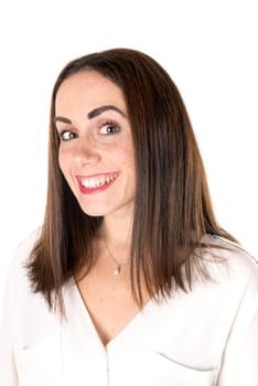 Casual young woman isolated in a white background
