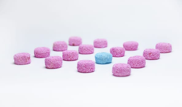 Pink and blue candy, male and female discrimination