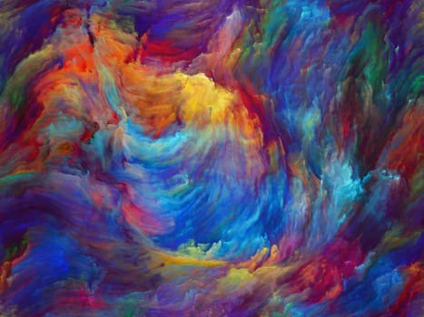 Abstract Color series. Backdrop of colorful paint in motion on canvas on the subject of art, creativity and imagination