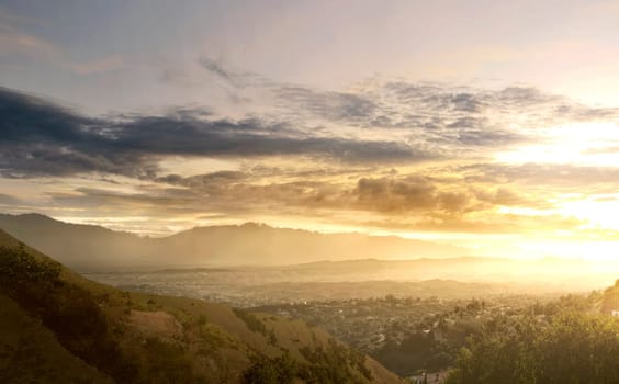 Beautiful view from mountain peak at sunset