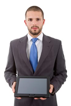 young businessman with a tablet pc, isolated