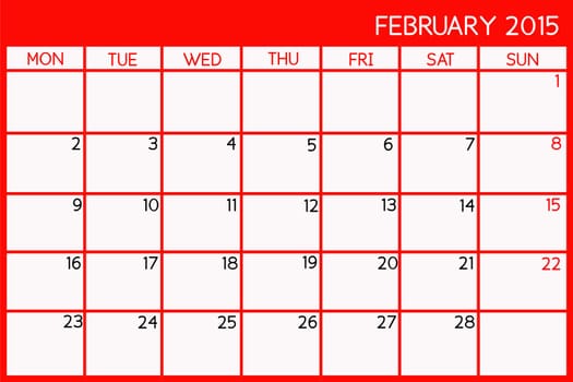 Blank Calendar of February, 2015.