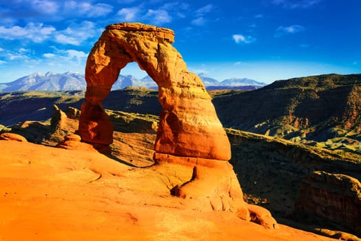 Sunset at famous Delicate Arch, Utah, USA