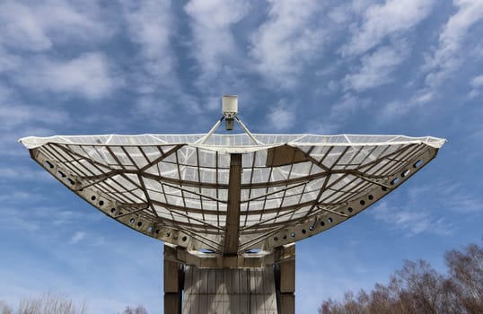 Radiotelescope - directional antenna used in radio astronomy to receive and collect data from satellites and space probes