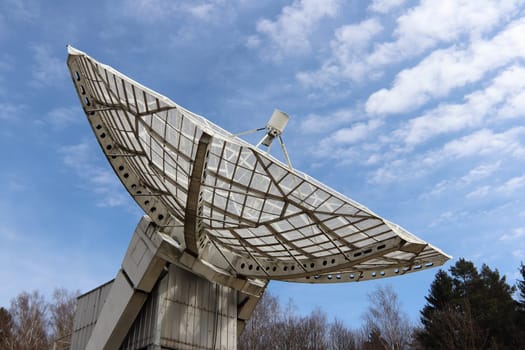 Radiotelescope - directional antenna used in radio astronomy to receive and collect data from satellites and space probes