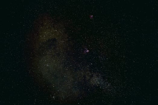 Sagittarius Star Cloud with Omega and Eagle Nebulae, as well as M25 star cluster.