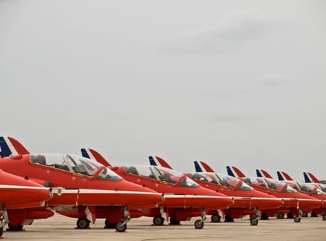 MALTA - SEPTEMBER 30 2008 - Malta International Airshow - RAF Red Arrows Aerobatic Team Harriers on display