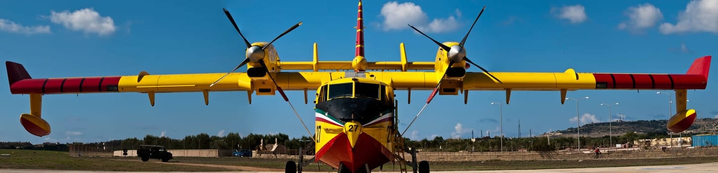 LUQA, MALTA - SEP 26 - Canadair CL-415 or Bombardier 415 known also as Super Scooper during the Malta International Airshow 26th September 2009