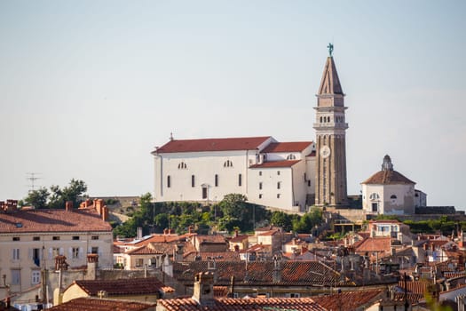 St. Georges Parish Church in Piran, famous tourist costal town in Slovenia. The church was built in the venetian renaissance architectural style.