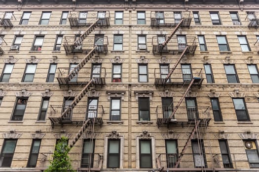 A fire escape of an apartment building in New York city.