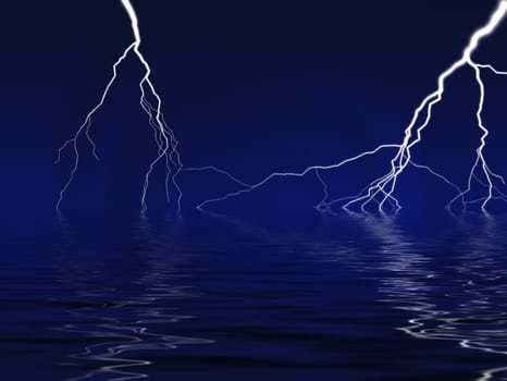 Lightining over lake