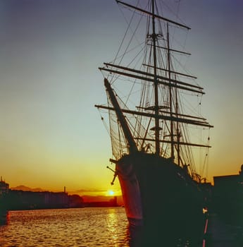 Tall Ship in harbor, Bergen