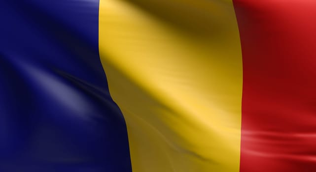 Flag of Romania using as background, 3d rendering