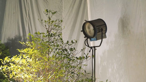 Big spotlight or lighting equipment for film movie or vdo shooting production in studio.