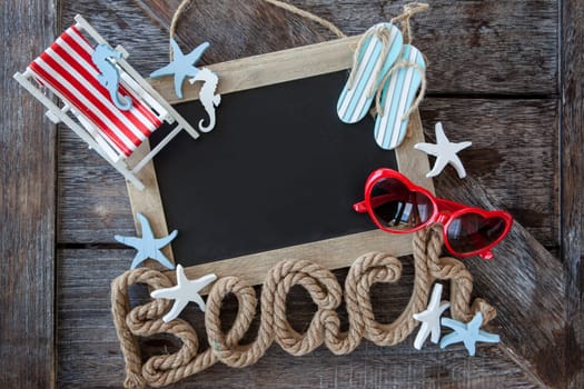 Rustic background made of wood with text space for the beach holiday