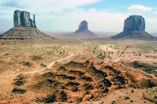 View of Mittens in Monument Valley, Arizona