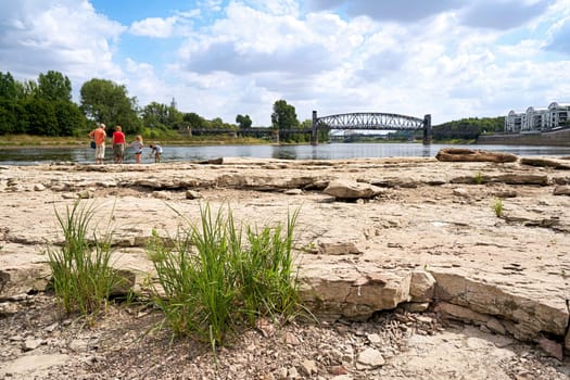Walkers on the cathedral rock in Magdeburg