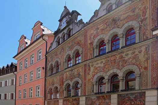 Painted façade of the historic town hall in Constance