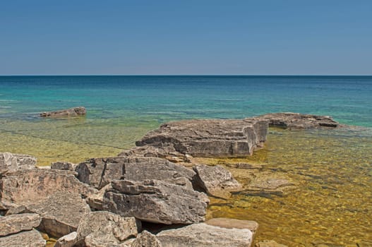 Looking out to Georgian Bay in Bruce Peninsula National Park in Ontario, Canada