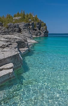 Colorful Waters on a Sunny Day on Indian Cove inn Bruce Peninsula National Park in Ontario
